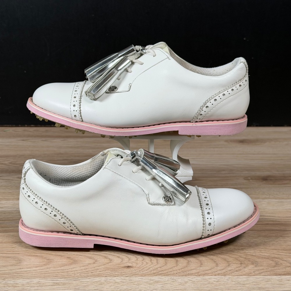 G/FORE Golf Shoes Womens Size 7 White Pink Cap Toe Gallivanter Tassel Leather